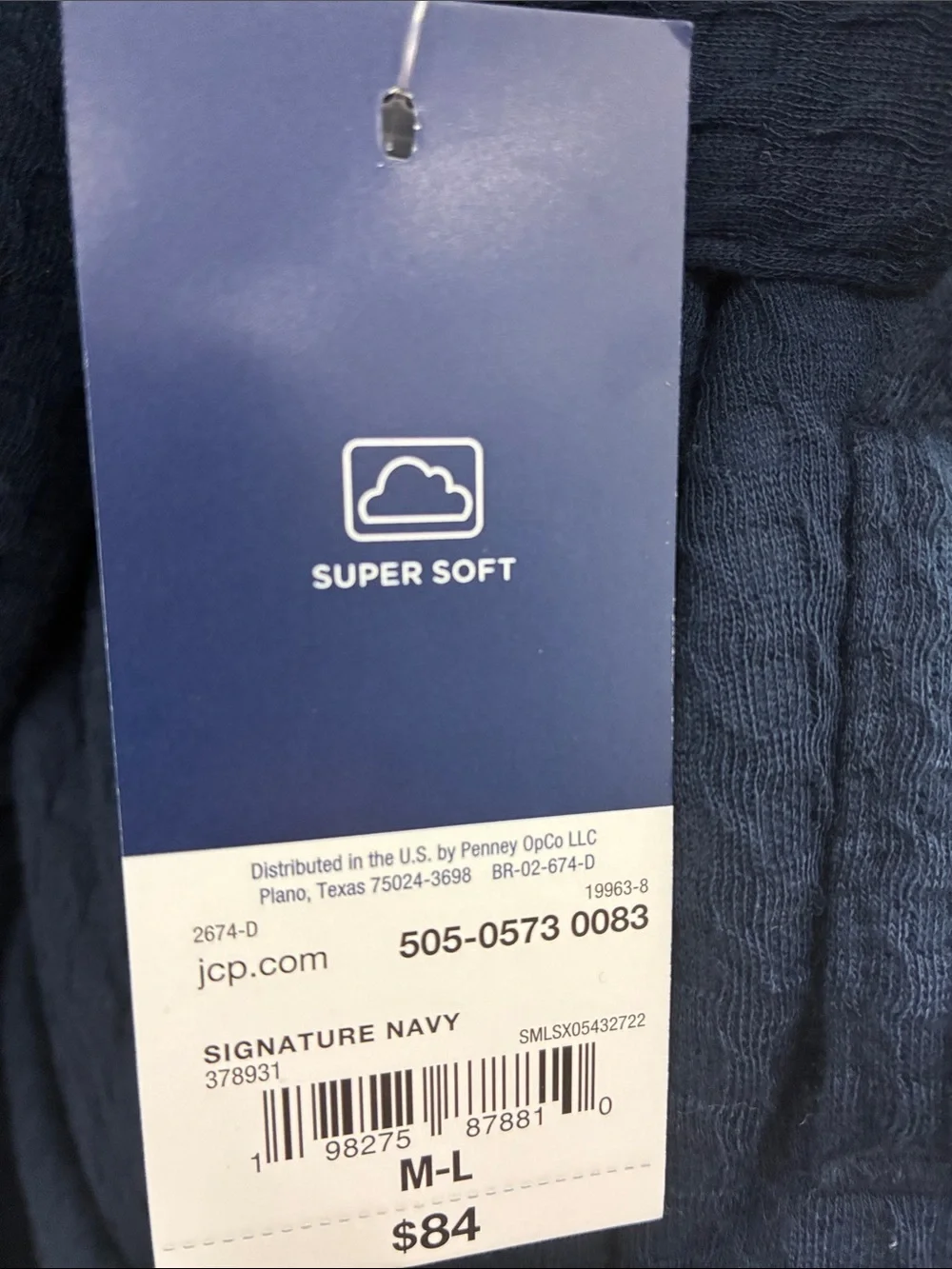Stafford Navy Waffle Fleece Lined Bath Robe with Belt
